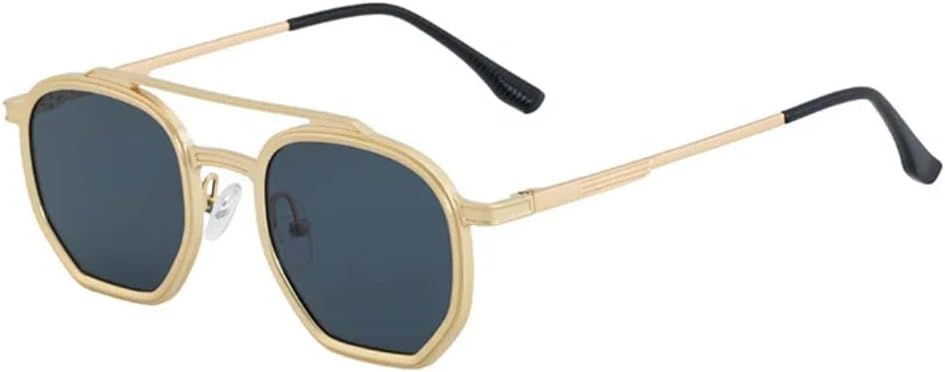 

Мужские солнцезащитные очки в металлической многоугольной оправе, ретро-стиль, роскошные, с декоративным солнцезащитным козырьком, устойчивые к ультрафиолетовому излучению TVTBBVV, Gold Black