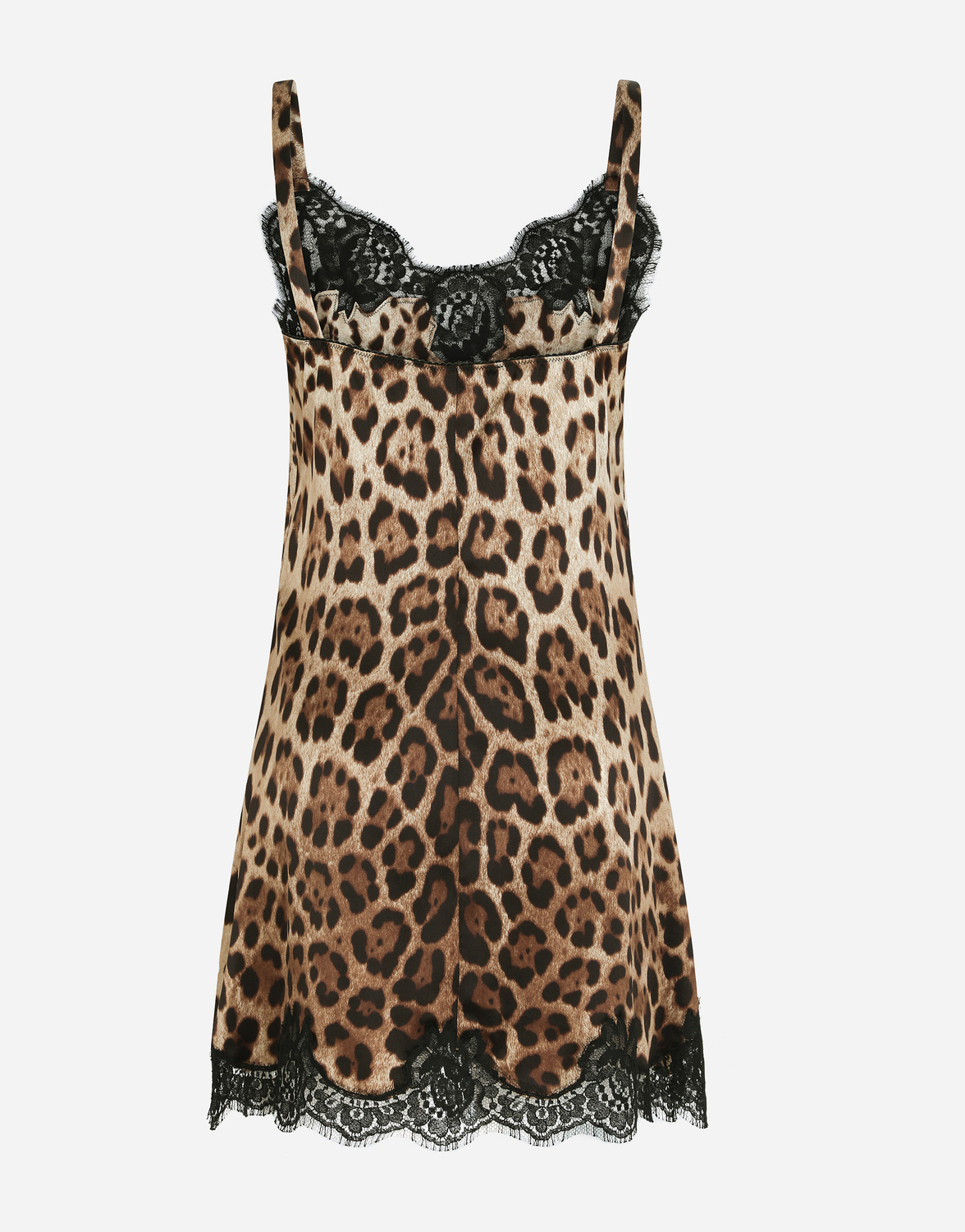 Атласная комбинация с леопардовым принтом и кружевной отделкой Dolce & Gabbana, мультиколор — фото 3