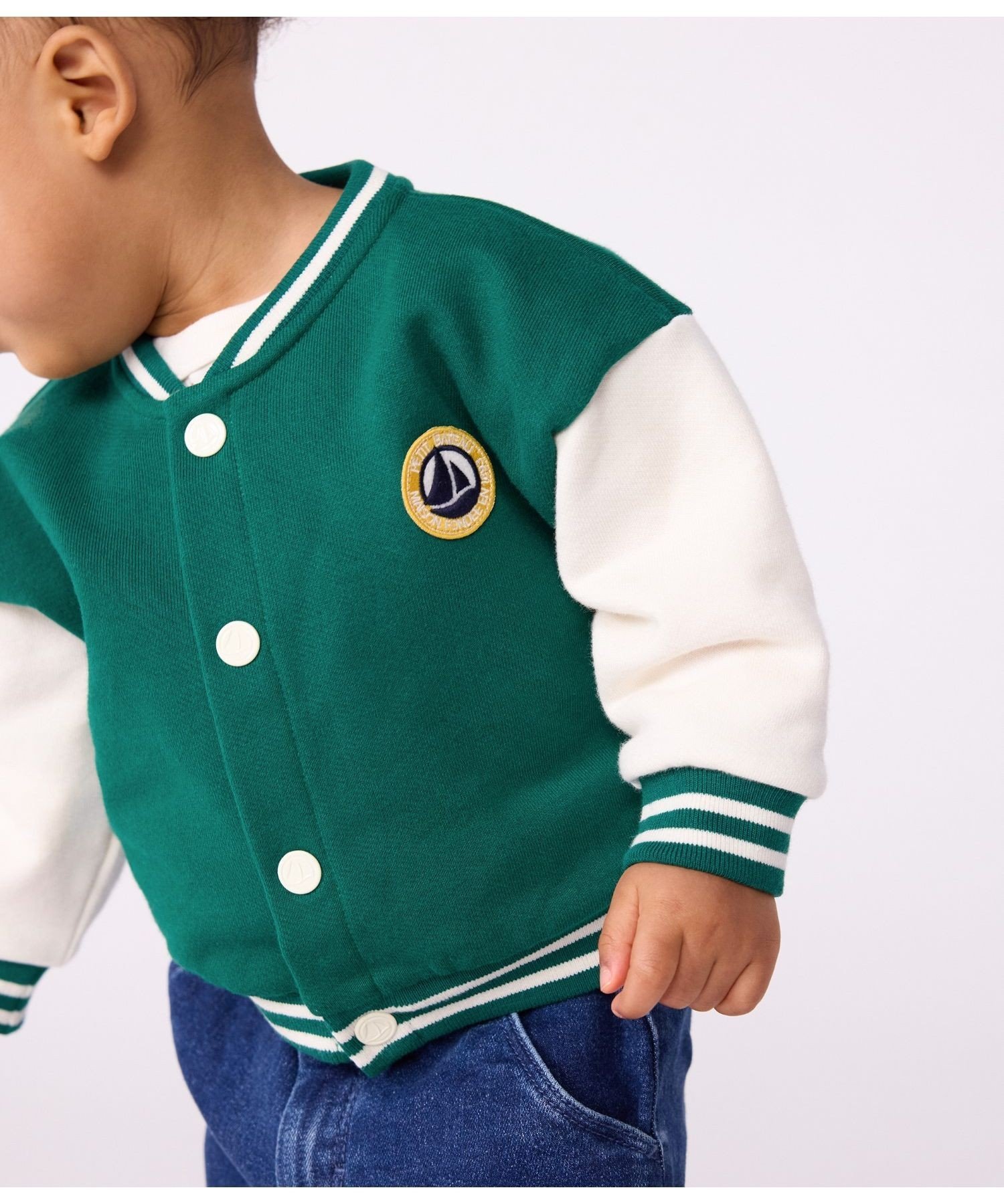 Блузон Petit Bateau, Green/Off-white — фото 2