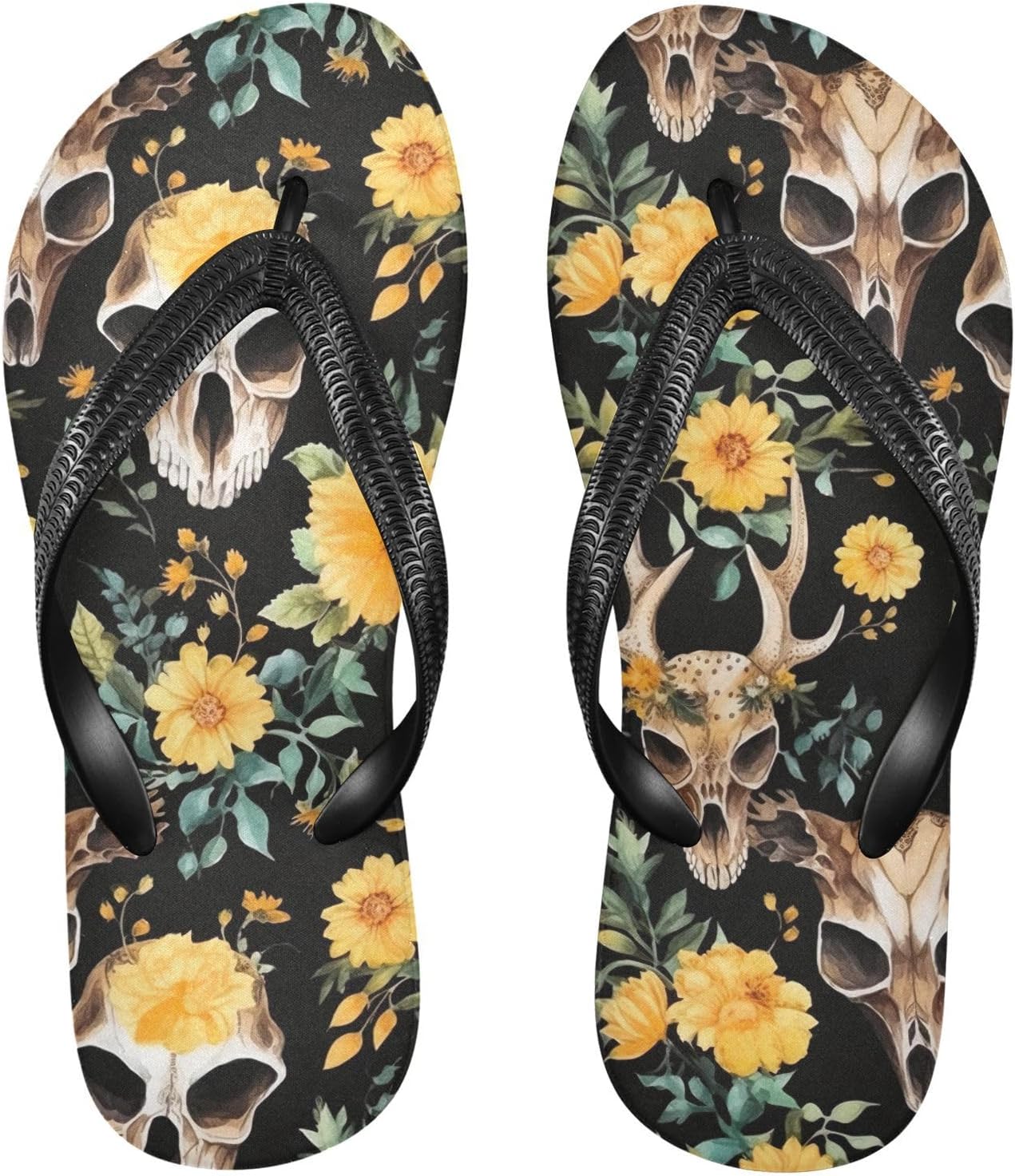 

Женские и мужские шлепанцы SPRIPORT с подсолнухом и черепом, тонкие сандалии с мягкой подошвой, удобные повседневные шлепанцы на резиновой нескользящей подошве для прогулок на улице, для пляжа и лета, Multicoloured
