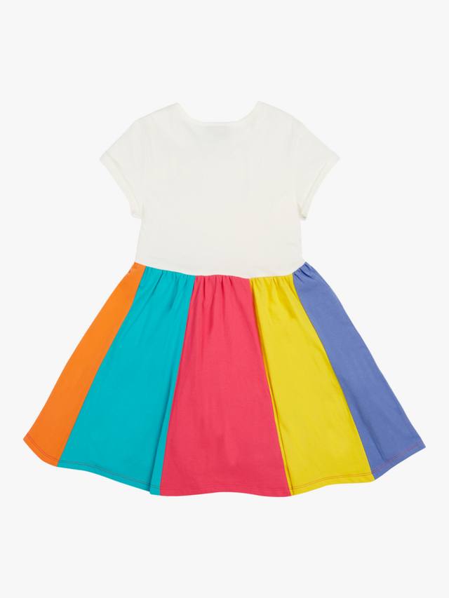 Детское платье из органического хлопка с радужным принтом Frugi, Soft White/Rainbow — фото 3