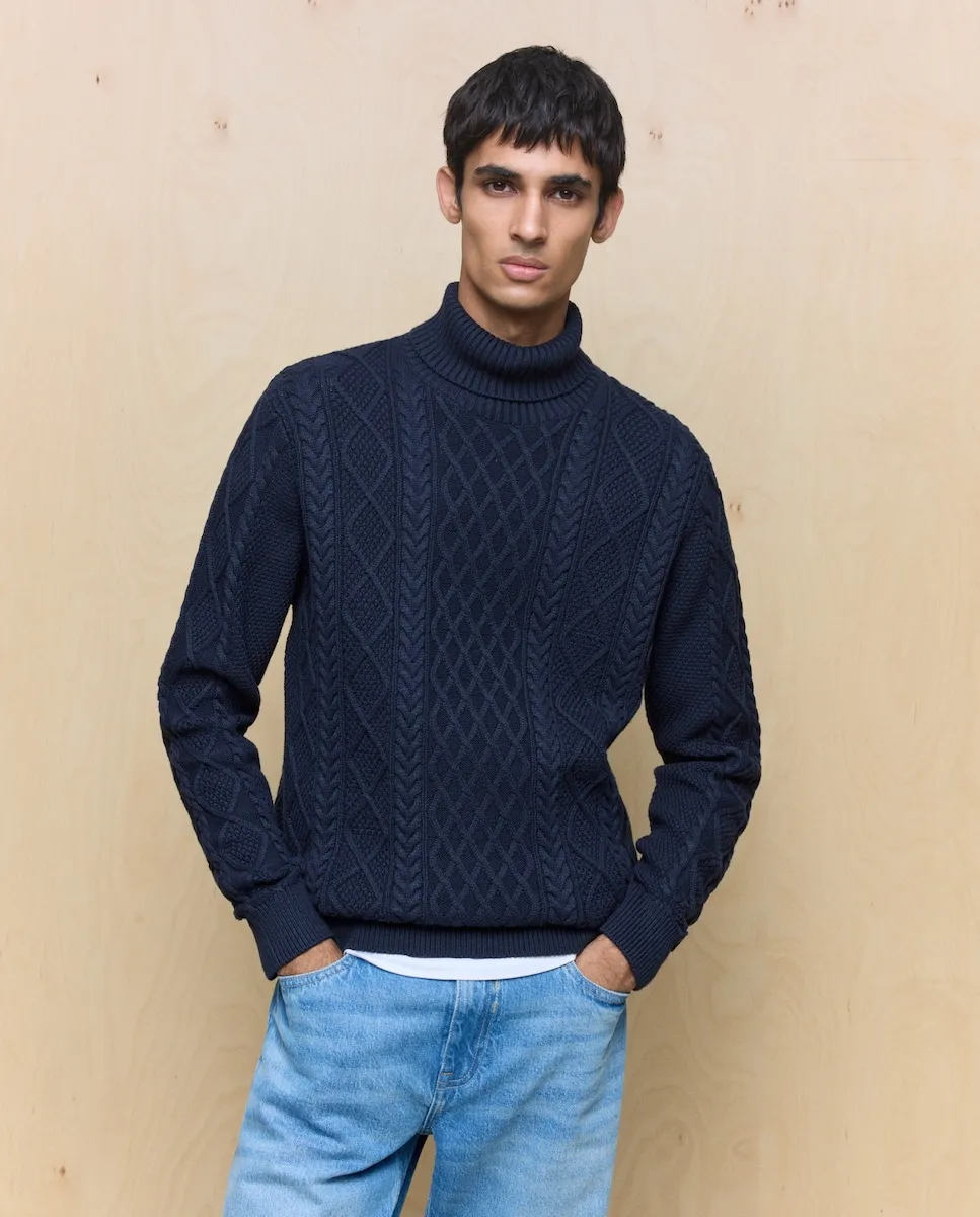 

Мужской свитер с высоким воротником Easy Wear, темно-синий