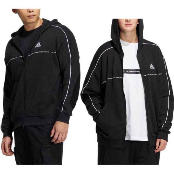Толстовка Adidas Word SWT Full-Zip Hoodie 'Black', черный — фото 2
