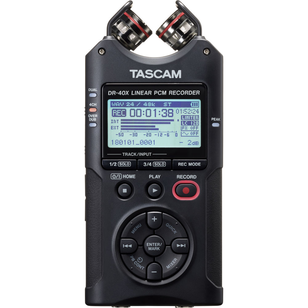 

TASCAM DR-40X 4-канальный / 4-дорожечный портативный аудиорекордер с USB-интерфейсом и регулируемым микрофоном