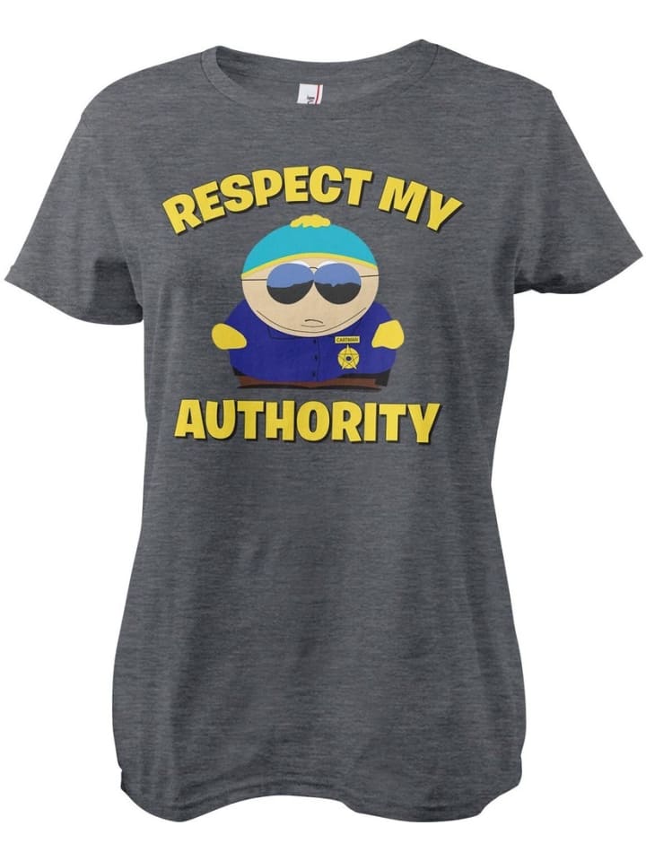 

Футболка Respect My Authority Girly Tee серого цвета South Park, Серый, Футболка Respect My Authority Girly Tee серого цвета South Park