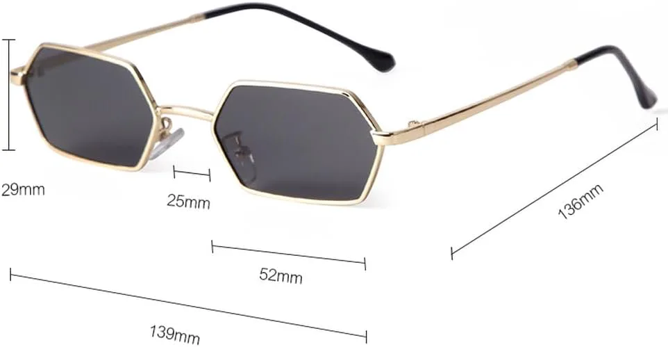 

Модные узкие прямоугольные солнцезащитные очки для женщин и мужчин, многоугольные линзы, металлическая оправа, защита от ультрафиолета UV400, SUN852 Generic, C5