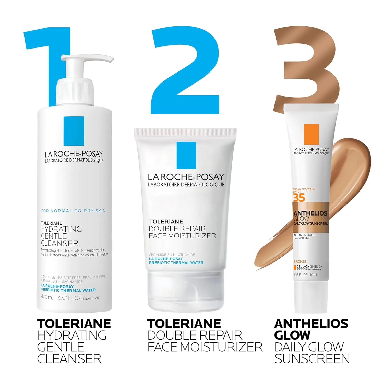 La roche-posay anthelios тонированный солнцезащитный крем для лица с spf 35, широкий спектр защиты, для всех типов кожи, 24-часовая гидратация, легкая текстура, Dark — фото 2
