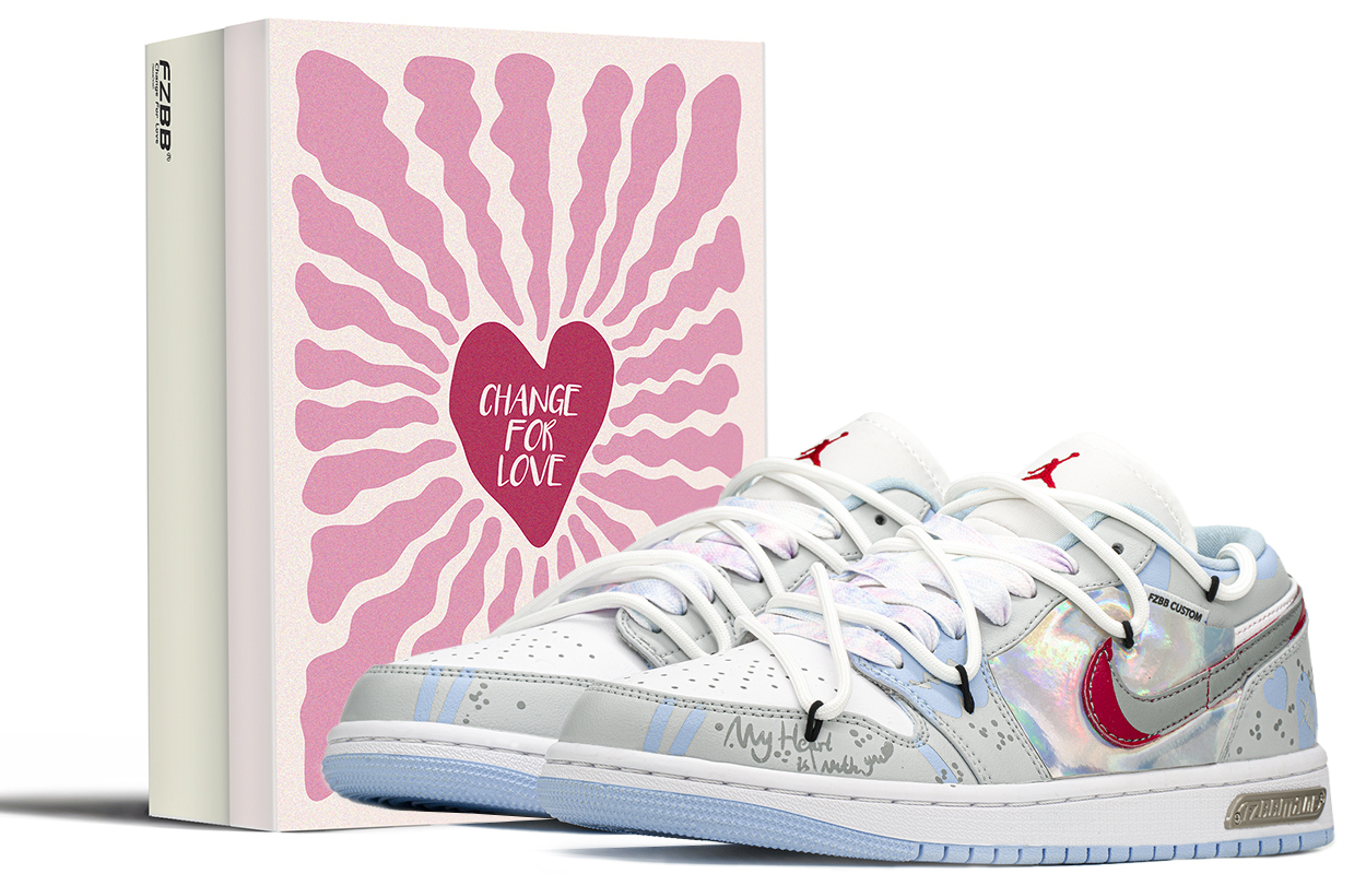 

Кроссовки Air Jordan 1 Vintage Basketball Shoes Women's Low-top Grey/Blue/Silver, серый/синий