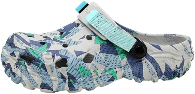 

Мужские модные босоножки с цветными блоками и массивной подошвой - дышащие с вырезами, нескользящие шлепанцы из ЭВА, прочная обувь для улицы и активного отдыха летом Clolinde, голубой