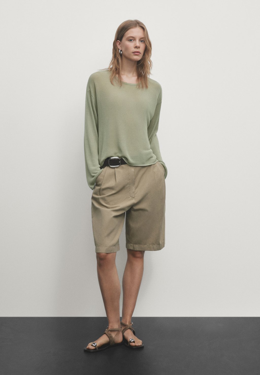 

Вязаный свитер LONG SLEEVE Massimo Dutti, светло-зеленый