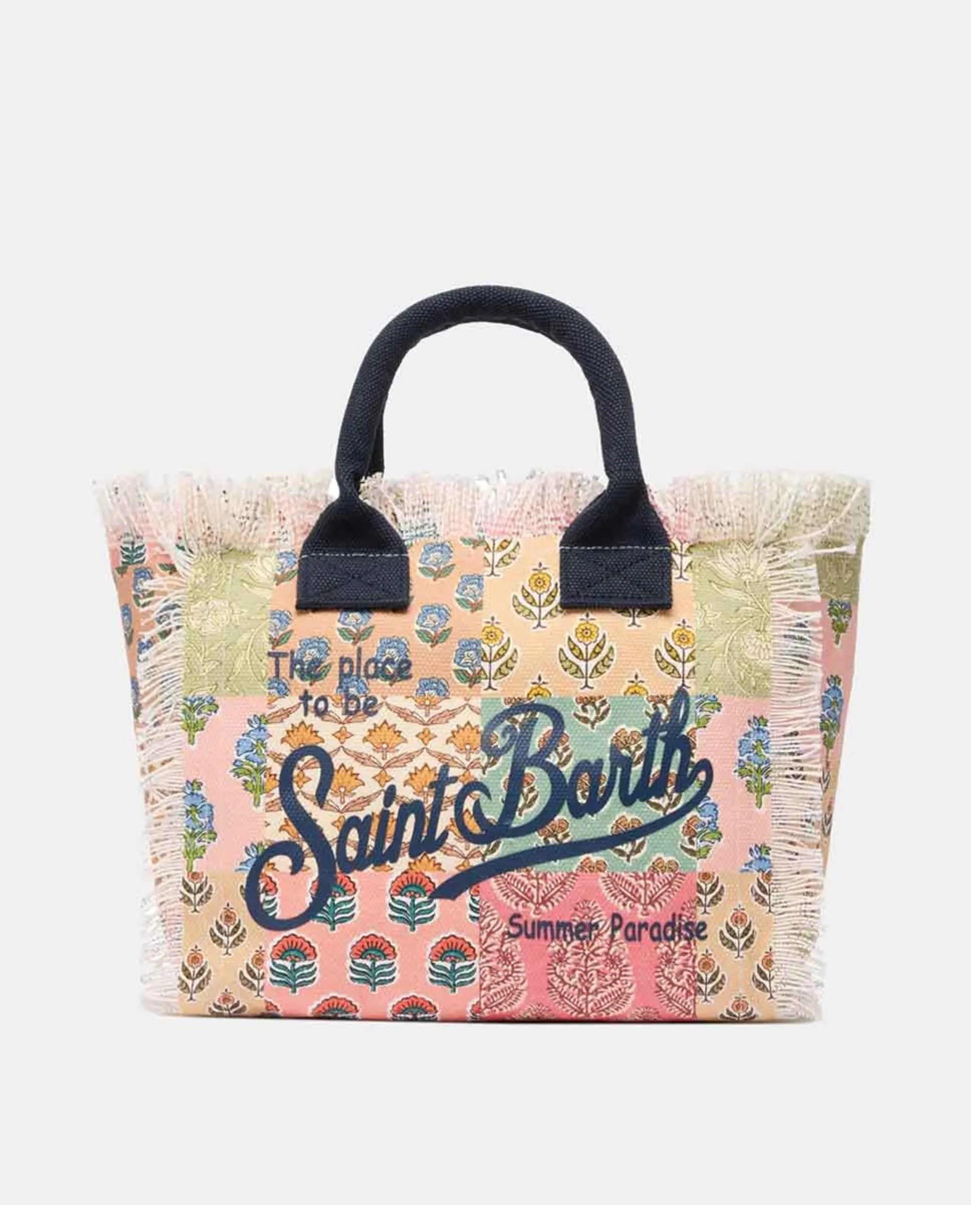 

Сумка через плечо с ручками из хлопка в стиле пэчворк Mc2 Saint Barth, многоцветный