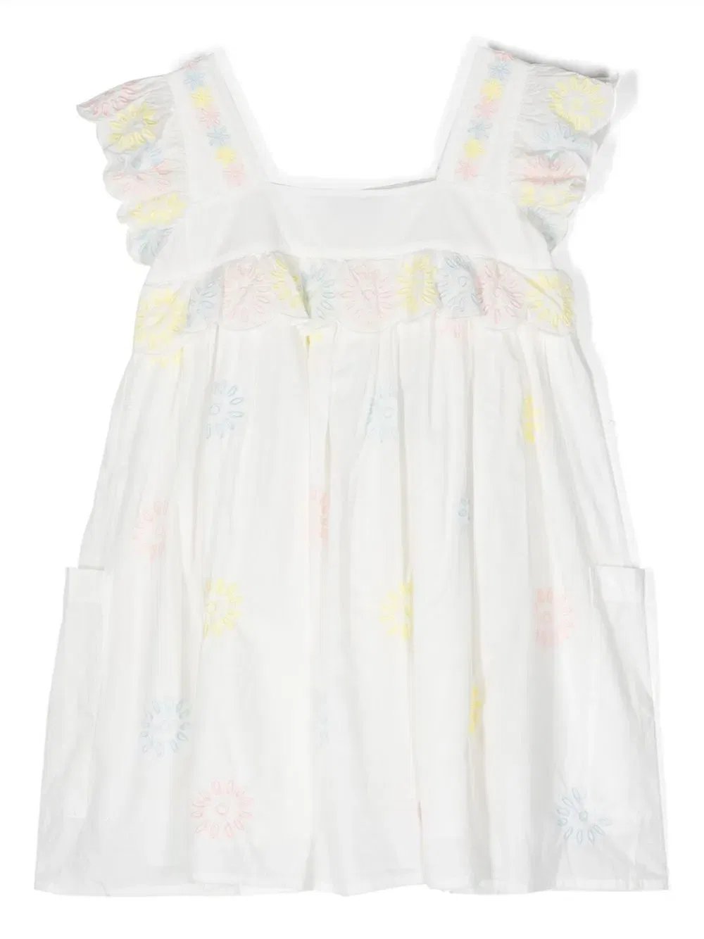 Платье без рукавов с цветочной вышивкой Stella Mccartney Kids, белый — фото 2