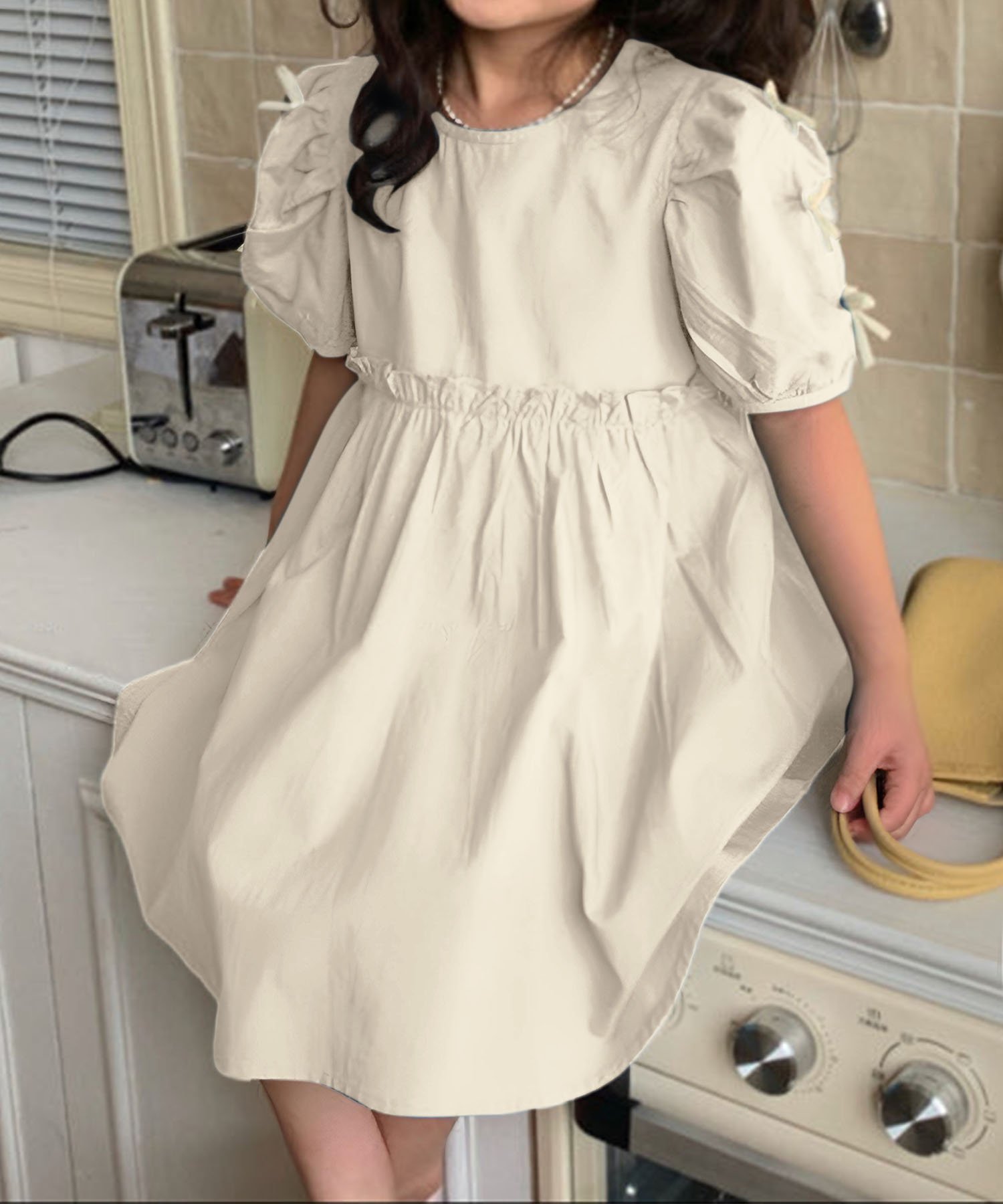 Натуральное платье Aimoha Kids, Light beige