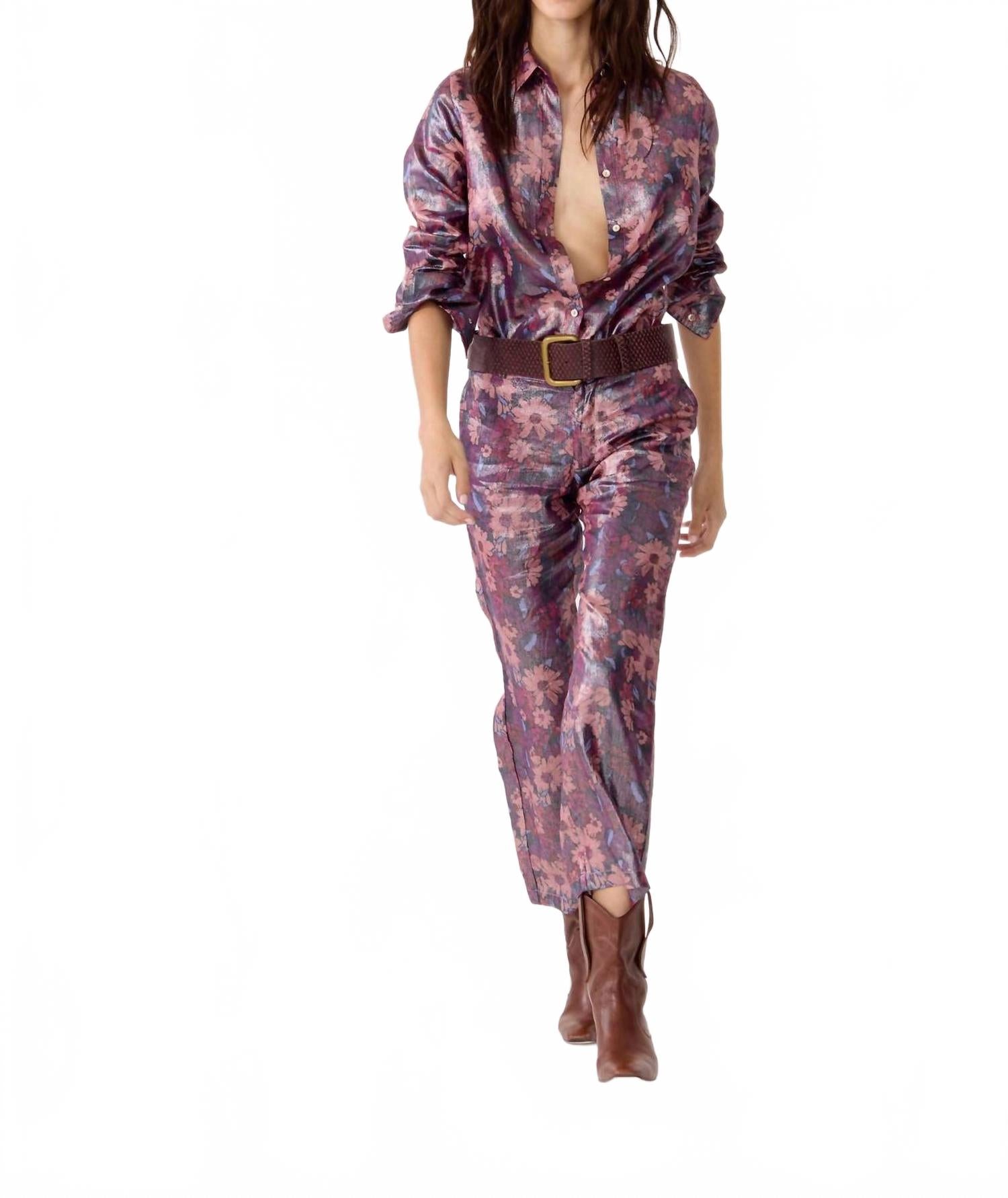 

Женские брюки Astro Metallic Linen с принтом гербера Lanhtropy, Gerbera Print