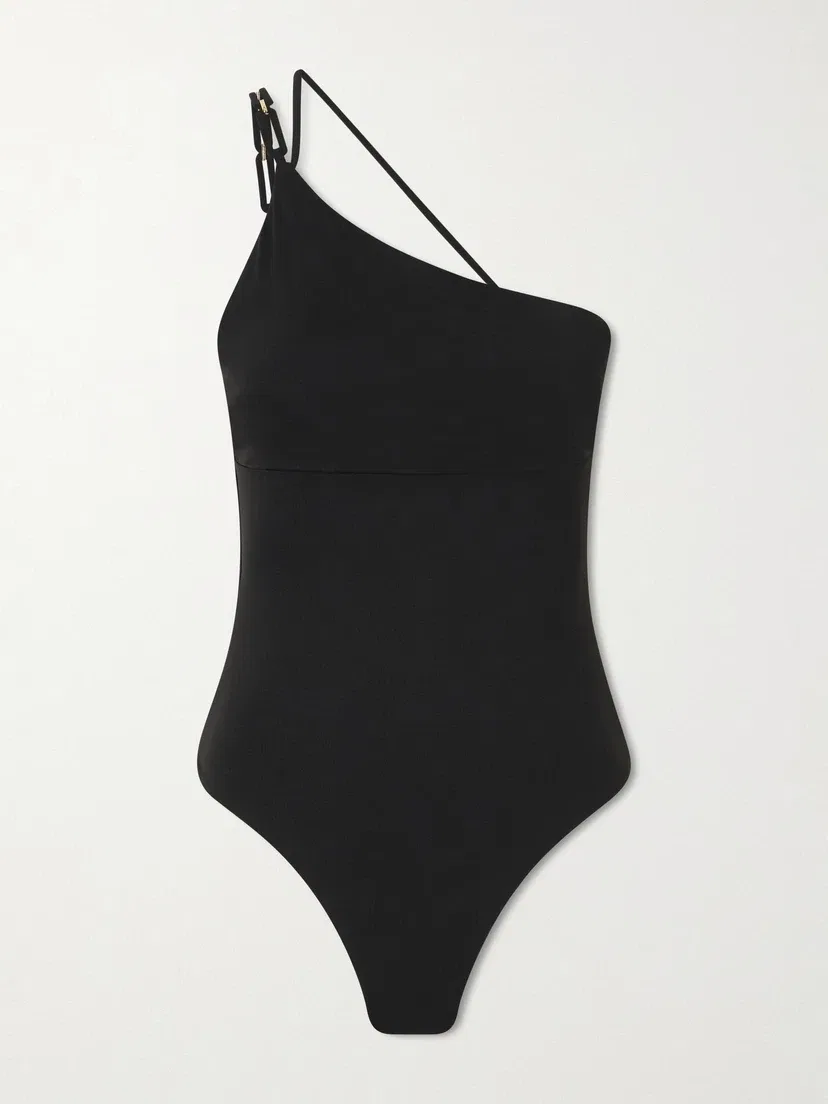 Купальник с одной бретелью, украшенный отделкой MAX MARA, черный