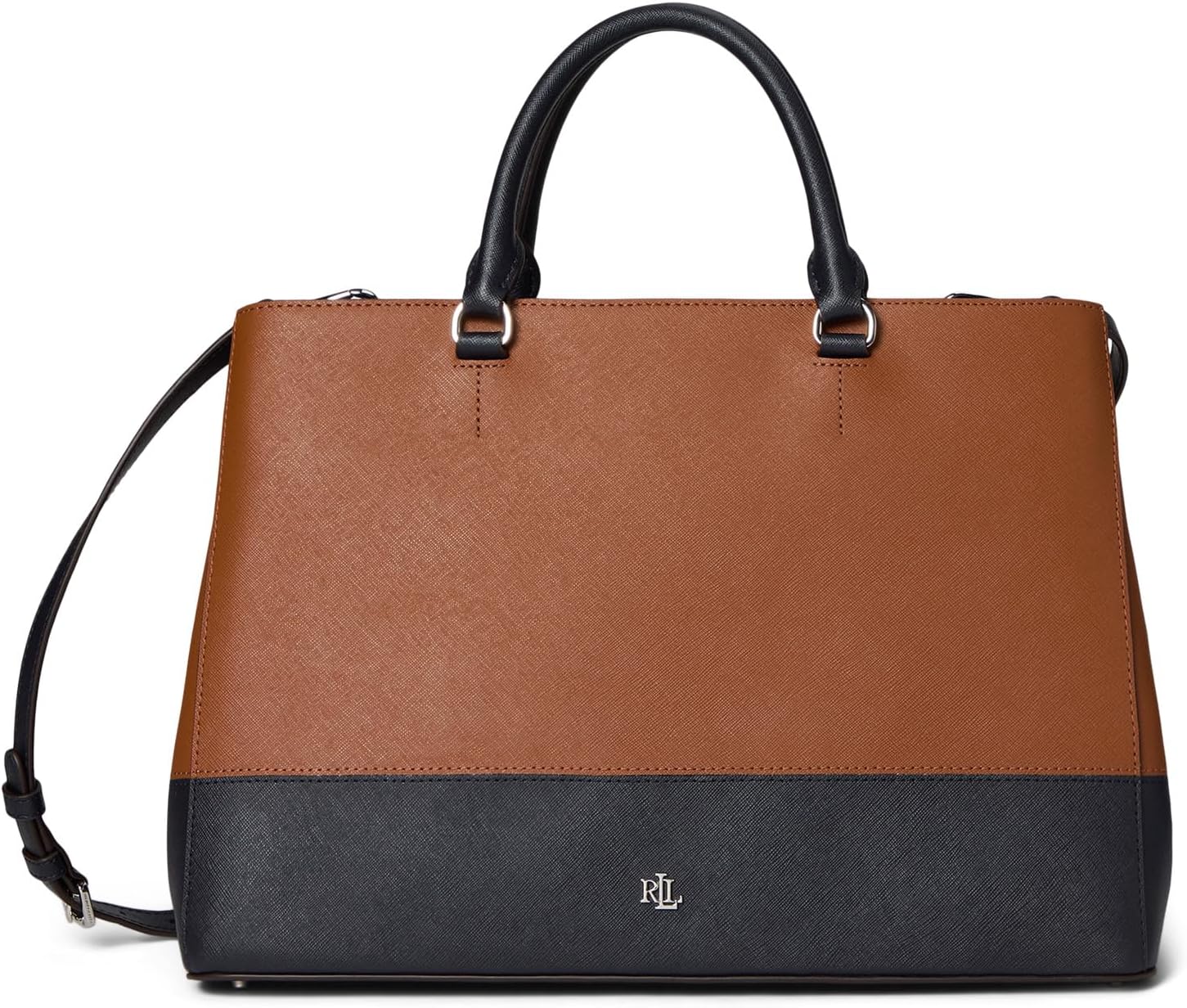

Сумка Lauren Ralph Lauren Striped Leather Large Hanna Satchel, цвет Lauren Tan/Lauren Navy