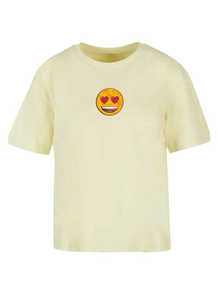 

Футболка emoji couture Ladies Everyday Tee Smiling furry yellow face jewel hearted eyes, цвет softyellow