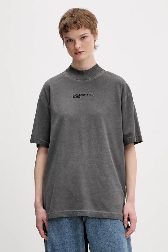 

Хлопковая футболка Karl Lagerfeld Jeans, серый