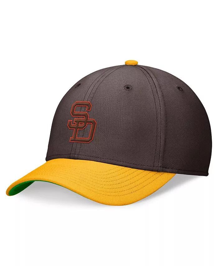 

Мужская коричнево-золотая шляпа San Diego Padres Cooperstown Collection Rewind Swooshflex Performance Hat Nike, коричневый