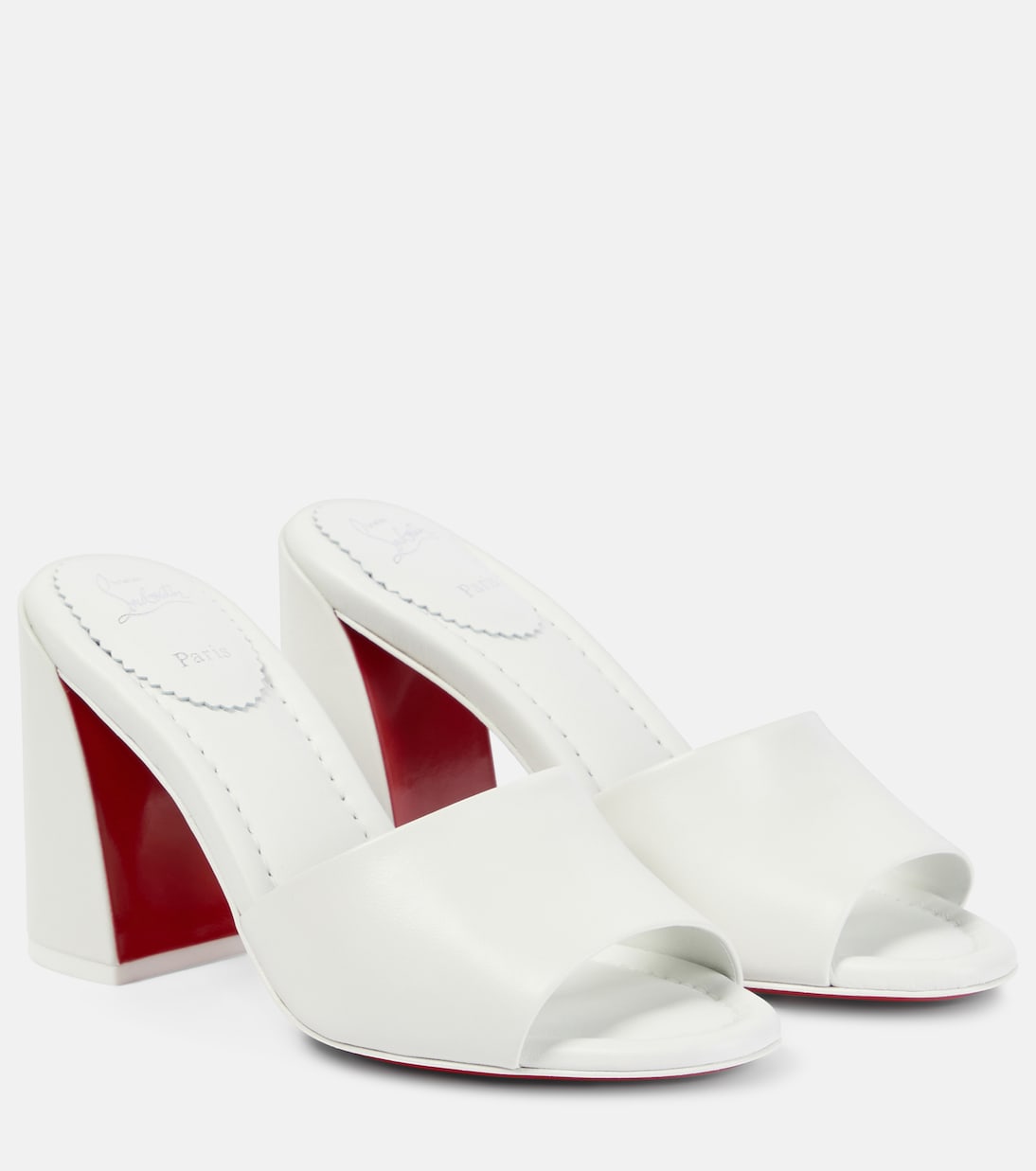 Кожаные мюли Jane Christian Louboutin, Bianco/Lin Bianco