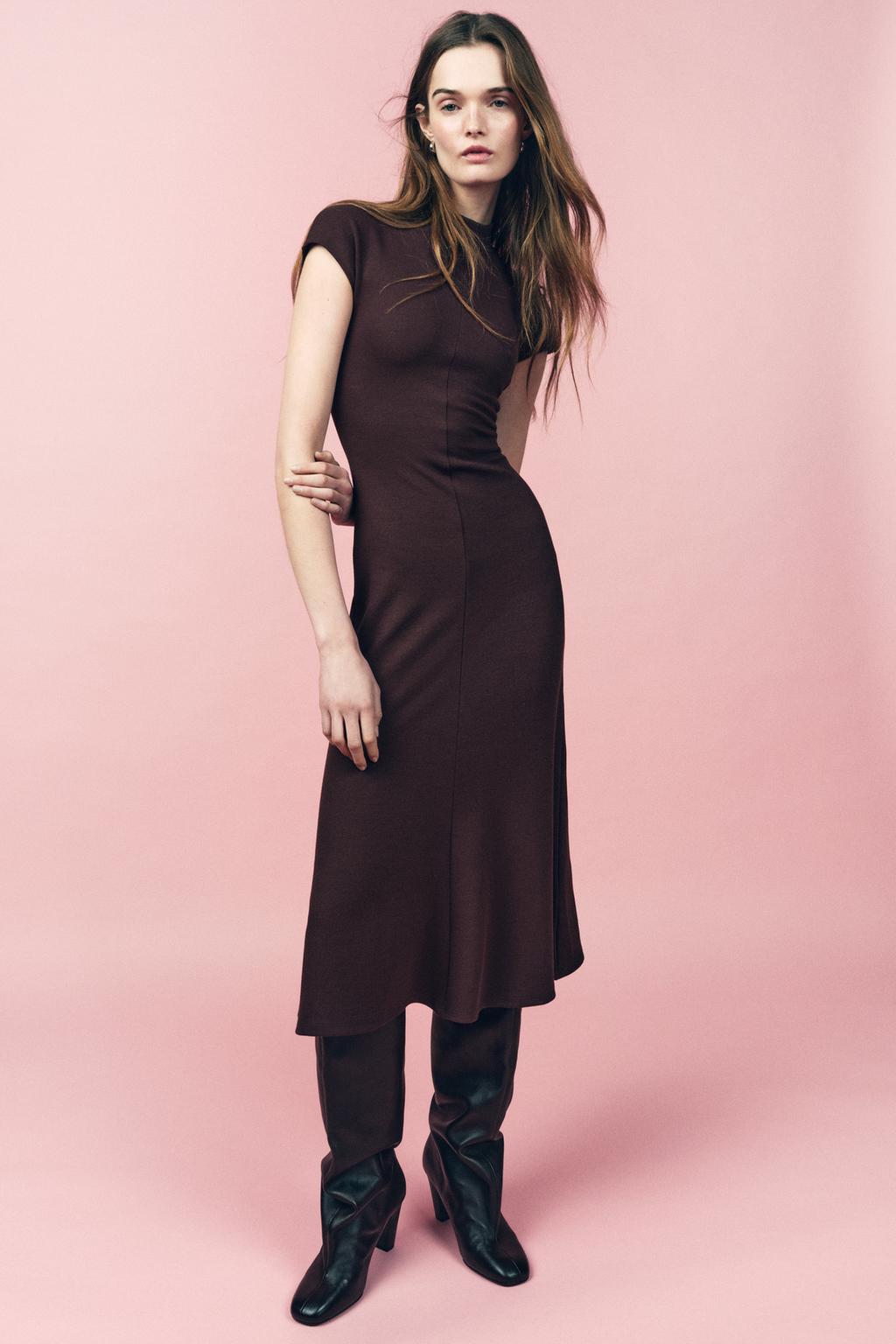 

Мягкое платье миди ZARA, цвет Dark aubergine