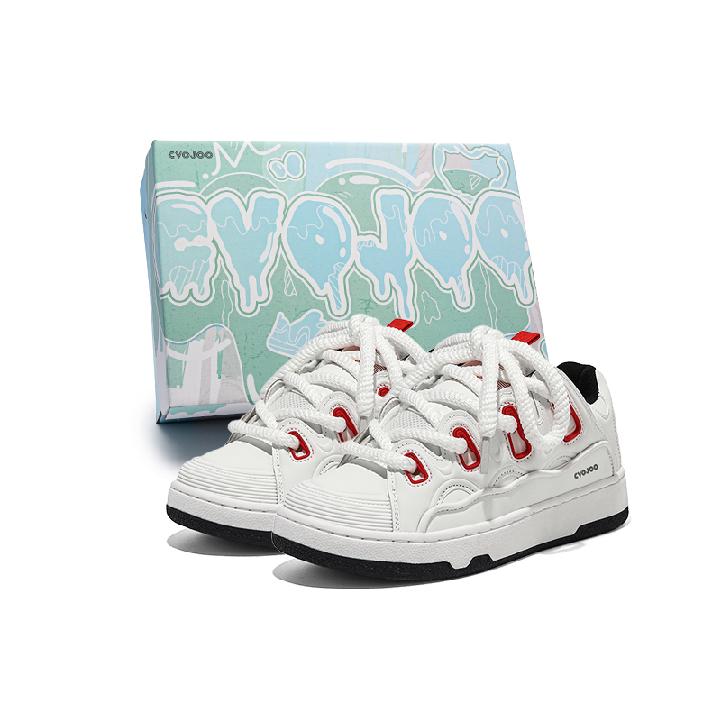 

Кроссовки CVOJOO Skateboarding Shoes Unisex Low-top Red, белый/красный