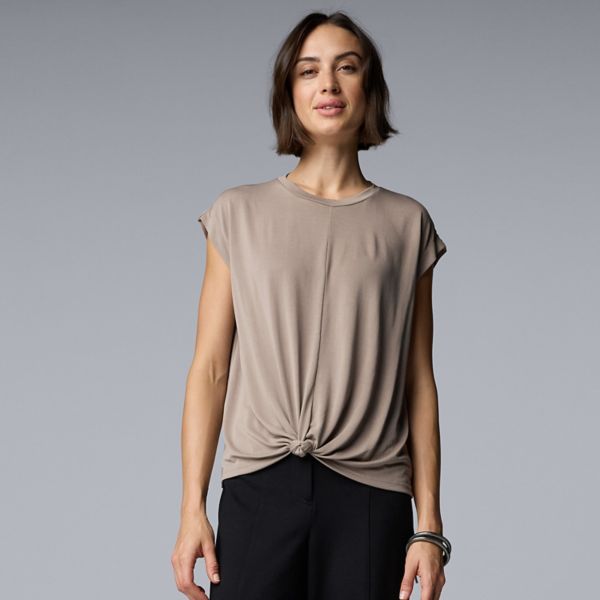 

Женская футболка с узлом спереди Simply Vera Vera Wang, цвет driftwood