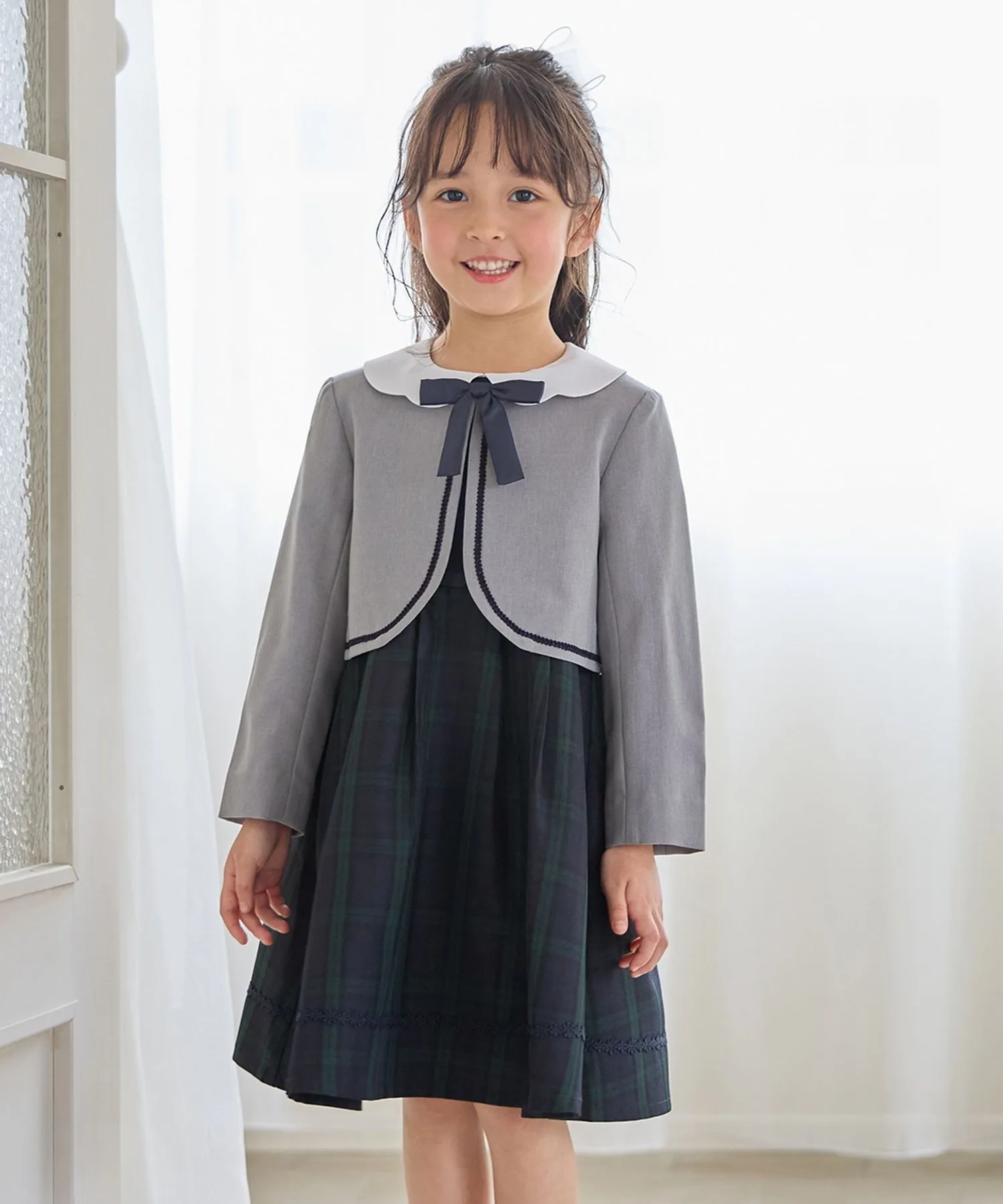 Детское платье с воротником и безворотниковый болеро ANY KIDS CEREMONY COLLECTION 2026 синие