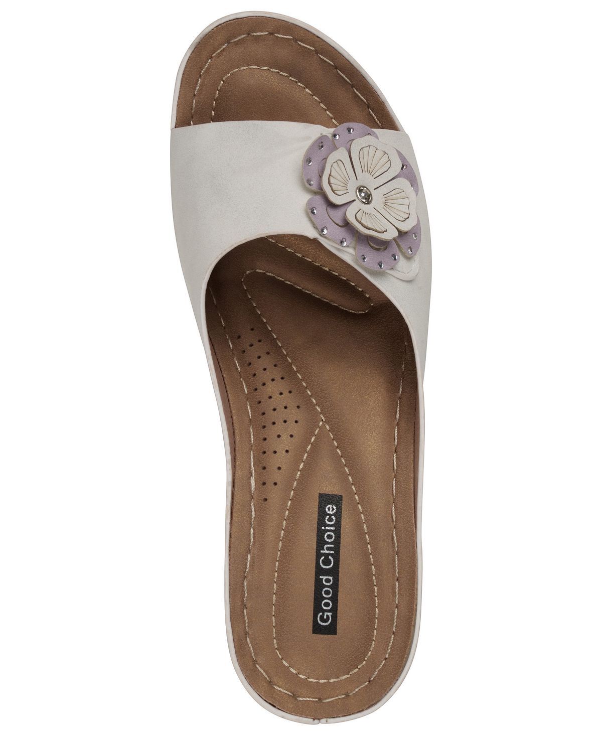 Женские босоножки на танкетке с цветочным узором Неаполь GC Shoes, белый — фото 4