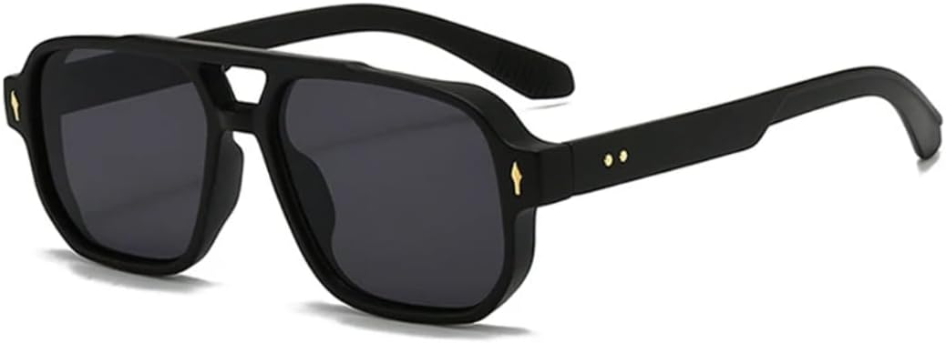 

Винтажные мужские солнцезащитные очки с двойной перемычкой, квадратной формы, модные прозрачные линзы Ocean, женские стильные очки с заклепками, защита от УФ-излучения UV400 UATXTAU, Matte Black Gray