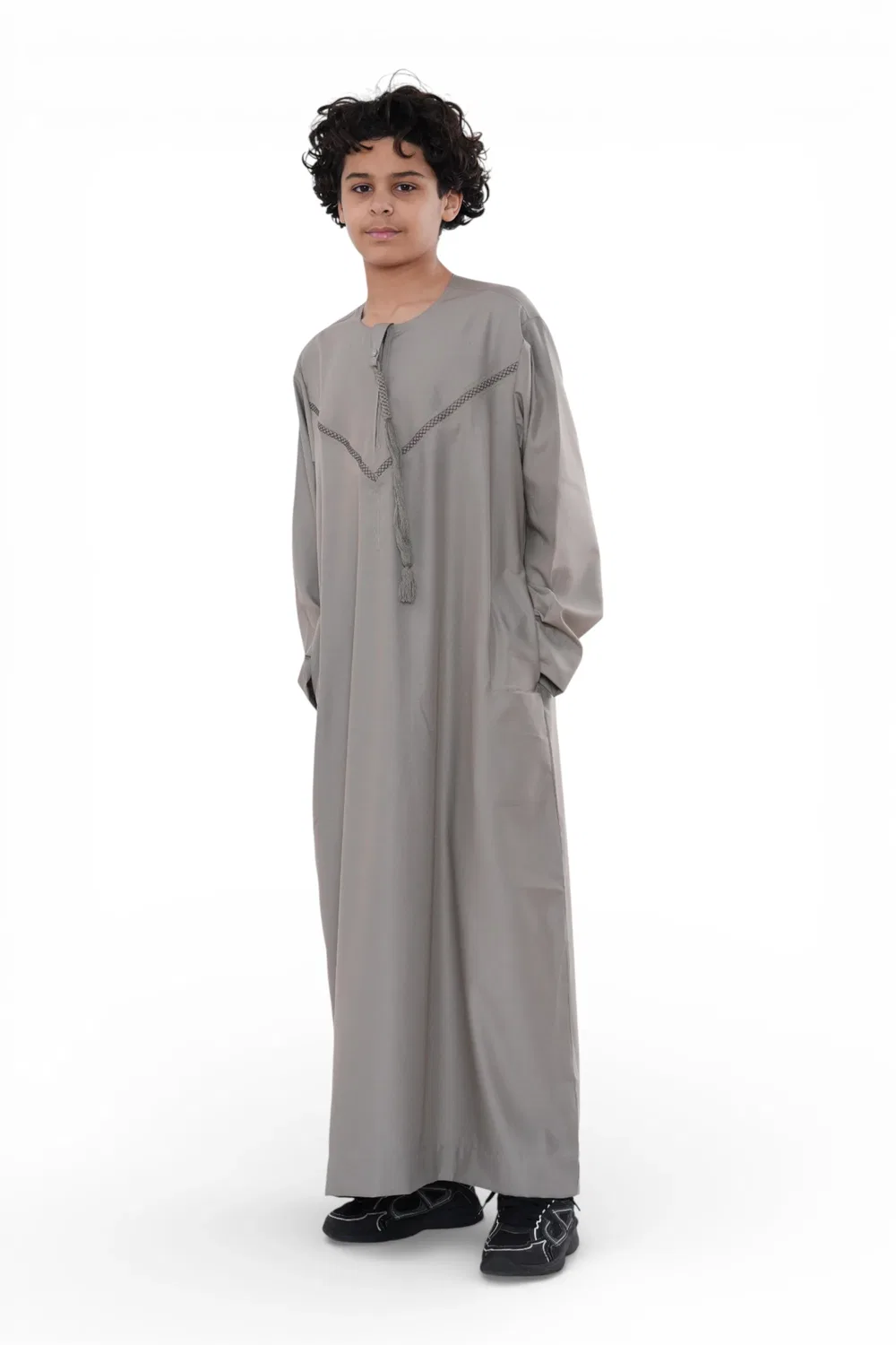Arabic Thobes Детский халат для мальчиков Ид Бежевый марокканский халат Тобе Джеллаба Рамадан Ид Джубба - K-HM10 — фото 3