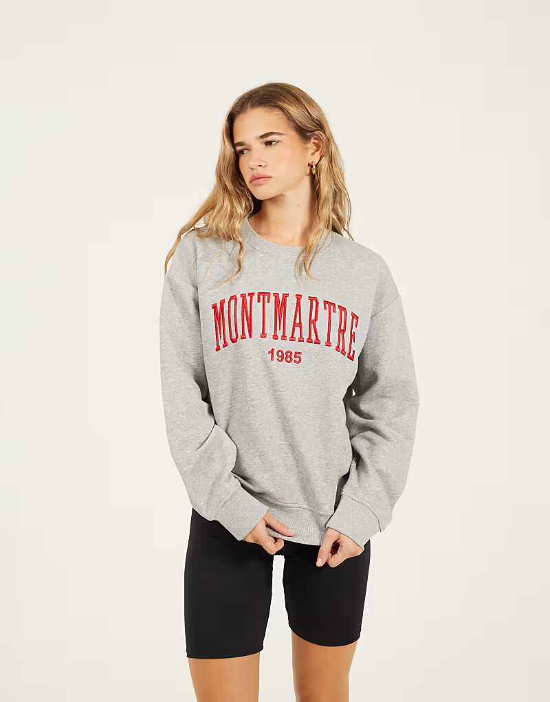 

Толстовка с круглым вырезом и вышивкой серого цвета Brave Soul