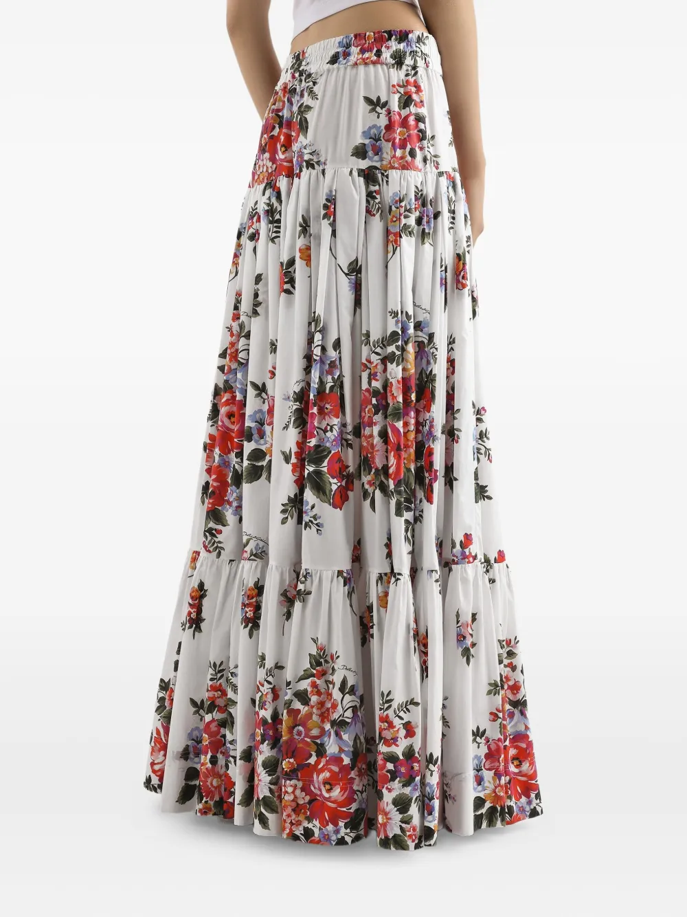 Юбка с кулиской и цветочным принтом Dolce & Gabbana, белый — фото 4