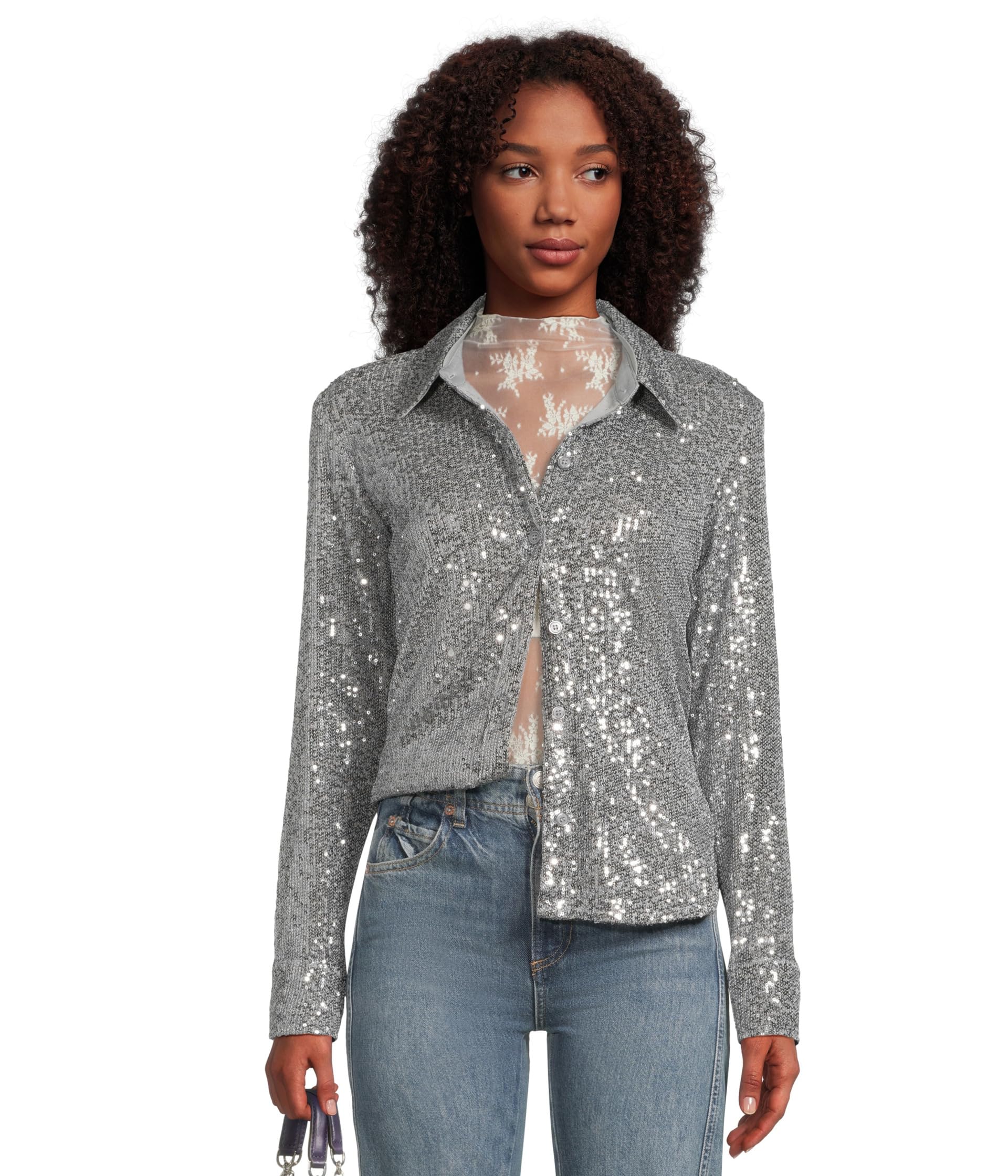 

Рубашка Sanctuary Radiant Sequin Shirt, Gunmetal
