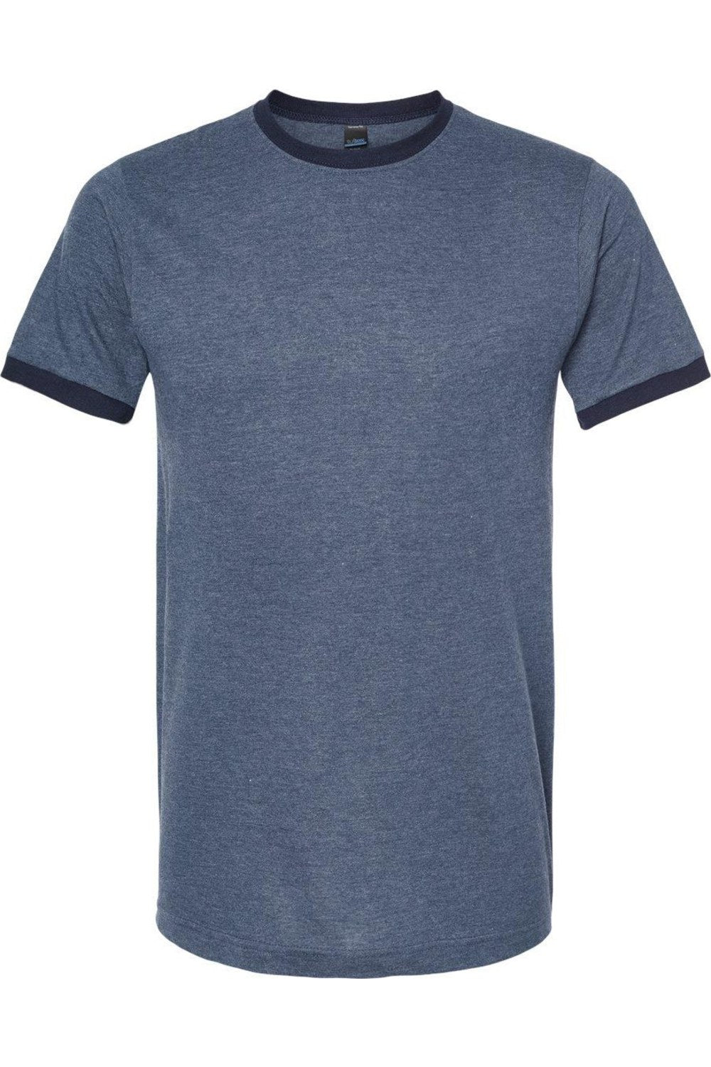 

Футболка Ringer из тонкого джерси Tultex Unisex, цвет heather denim/ navy