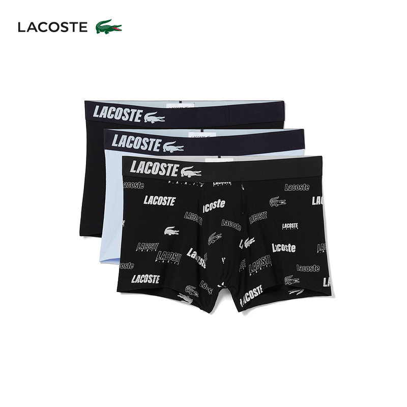 

Трусы-боксеры мужские Lacoste из французской крокодиловой кожи, 3 пары, Черный, Трусы-боксеры мужские Lacoste из французской крокодиловой кожи, 3 пары