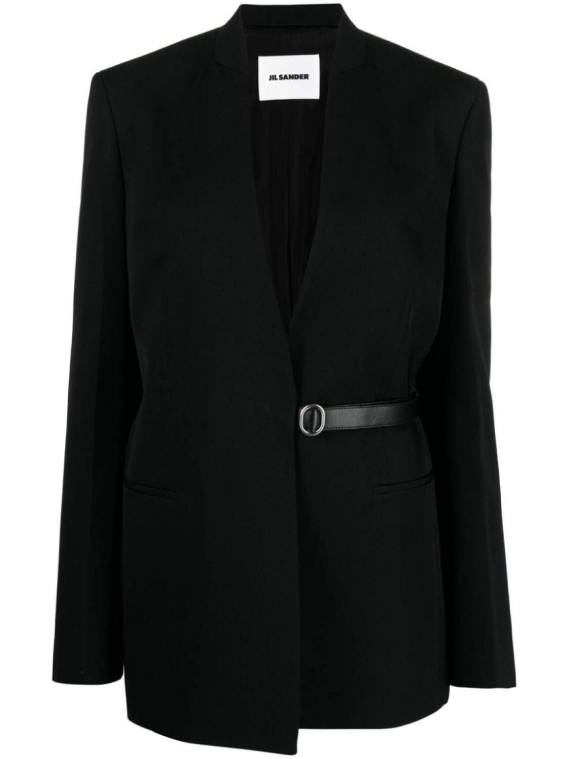 

Jil Sander блейзер без воротника с поясом, черный