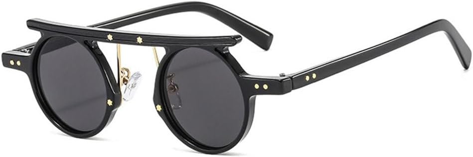 

Маленькие панк-солнцезащитные очки круглой формы для женщин и мужчин, модные солнцезащитные очки с разноцветными заклепками, роскошные очки для женщин LJTJTAV, Black-black