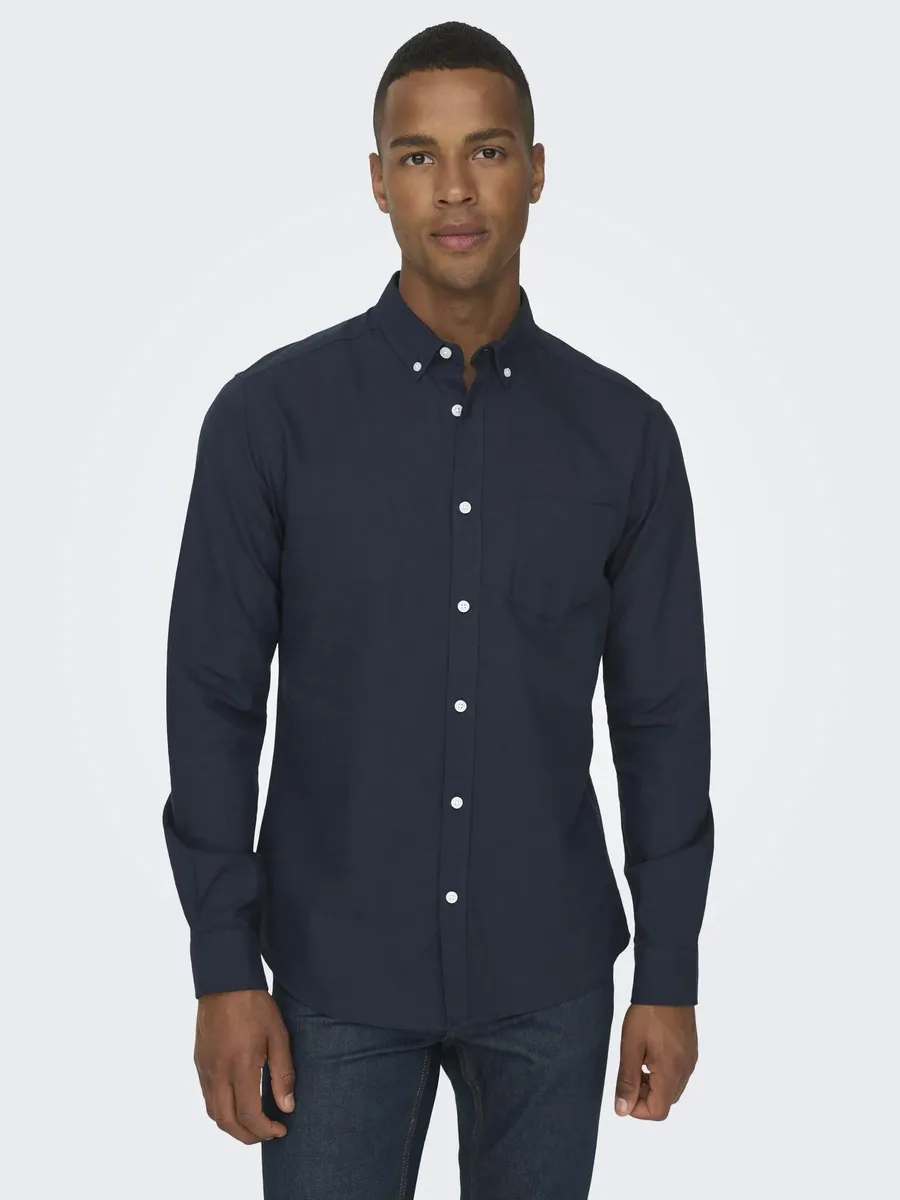 

Рубашка с длинными рукавами ONLY & SONS "ONSALVARO SLIM LS OXFORD SHIRT NOOS", синий