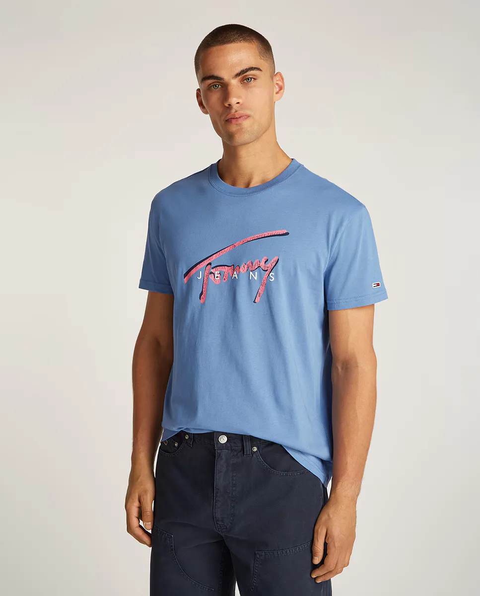 

Мужская футболка прямого кроя с короткими рукавами Tommy Jeans, синий