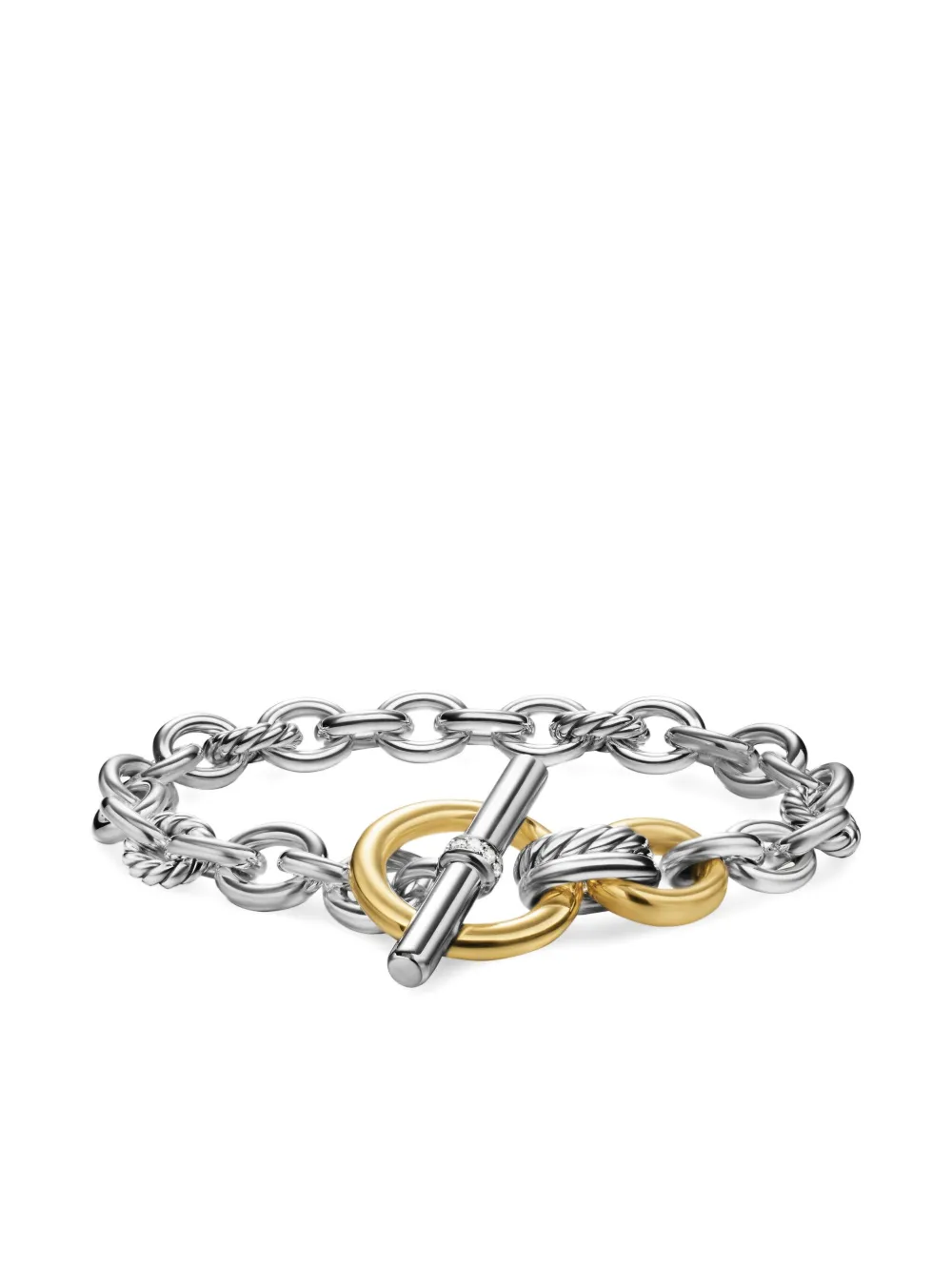 

Браслет DY Mercer Toggle Chain из желтого золота и серебра с бриллиантами David Yurman, серебяный