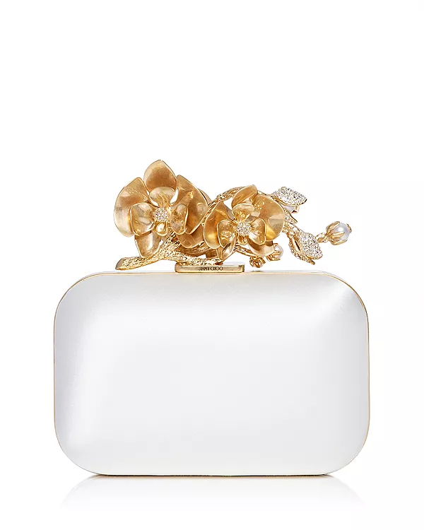 

Клатч из атласа «Облако» с цветочным украшением Jimmy Choo, белый