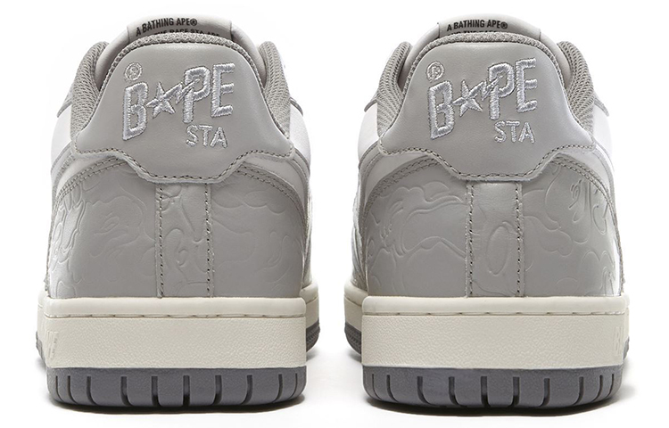 Bape Стильные мужские кроссовки для скейтбординга с низким верхом, белые/серые A Bathing Ape — фото 4