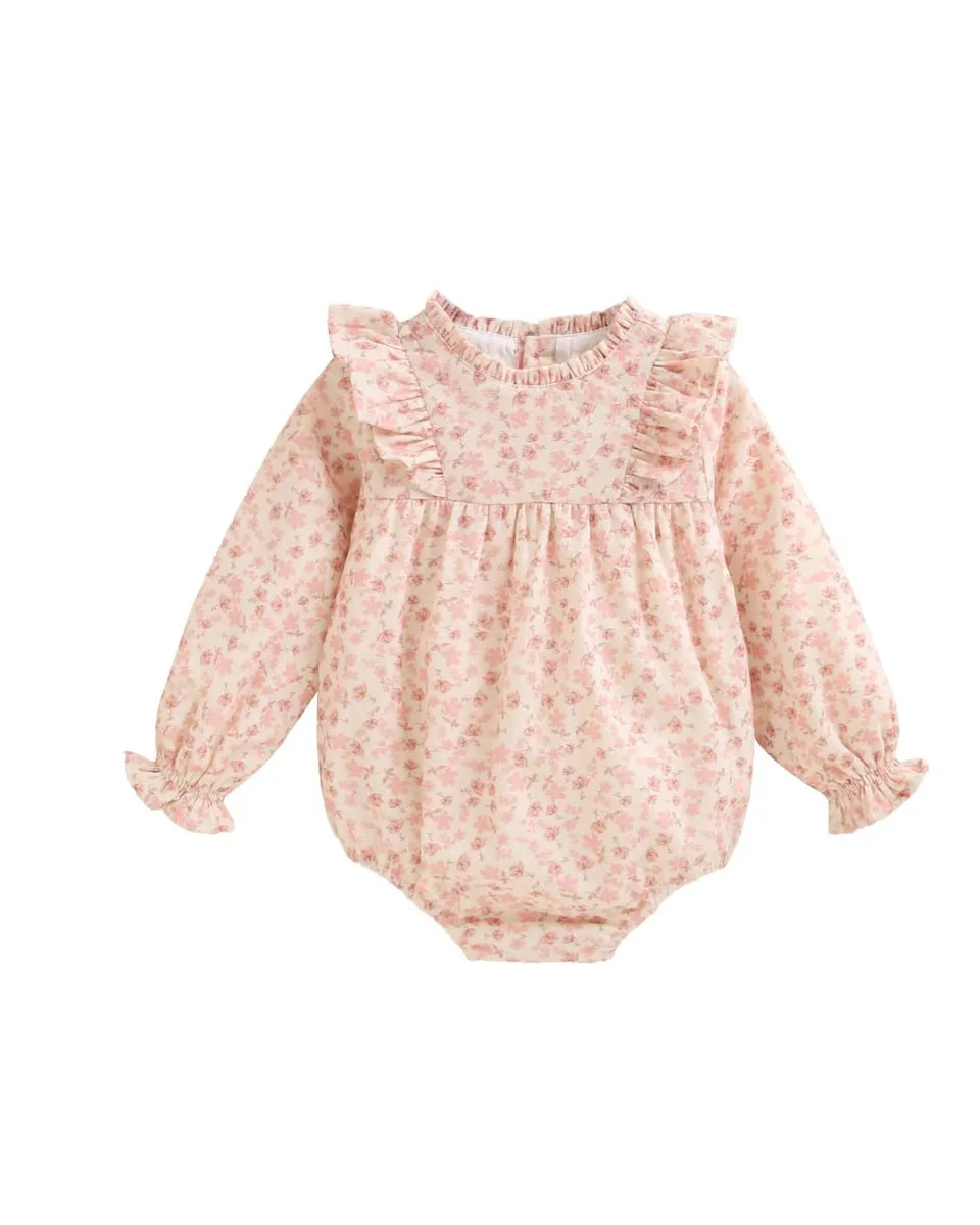 

Детский цветочный комбинезон с оборками Dadati, розовый