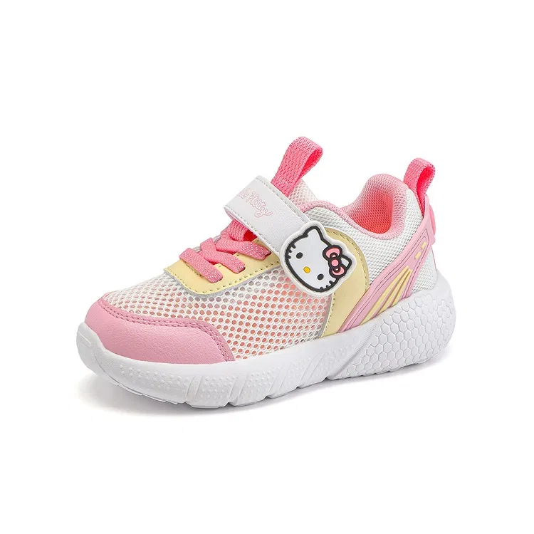 Кроссовки Hello Kitty с защитой от истирания, амортизацией, дышащие, легкие, с эффектом пружинистости и увеличения роста Sanrio, White Pink Yellow — фото 3