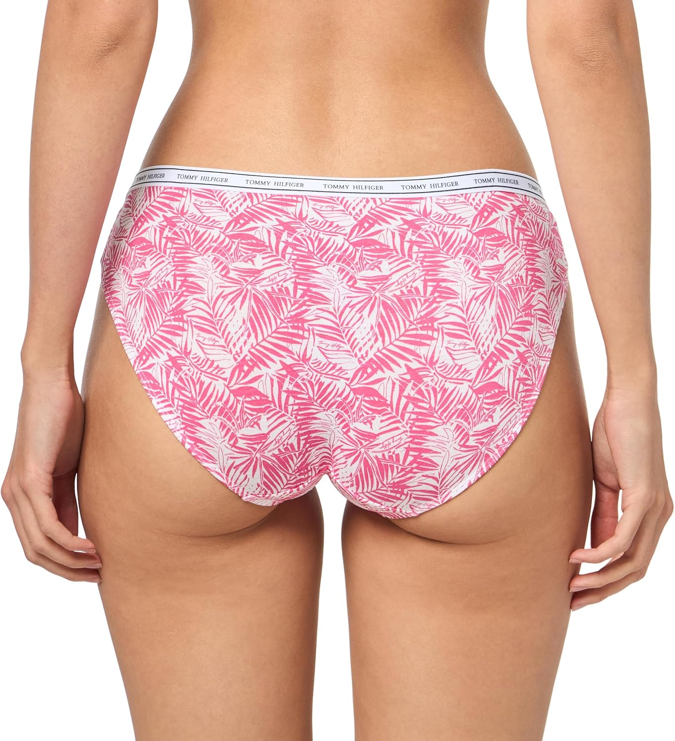 Женские классические хлопковые бикини с логотипом Tommy Hilfiger, упаковка 5 шт., Mini Palm Leaves/Bright White/Heather Grey/Sky Capintain/Sky Captain Stripe — фото 3