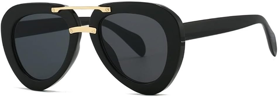 

Винтажные круглые солнцезащитные очки-пилот большого размера для женщин и мужчин, в стиле ретро-панк, с двойным оправой, овальной формы, защита от ультрафиолета UV400 WNCKSQ, C1blackgray