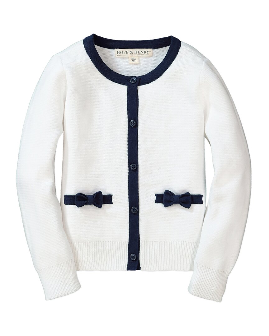 

Hope & Henry Кардиган с бантом и карманами, белый