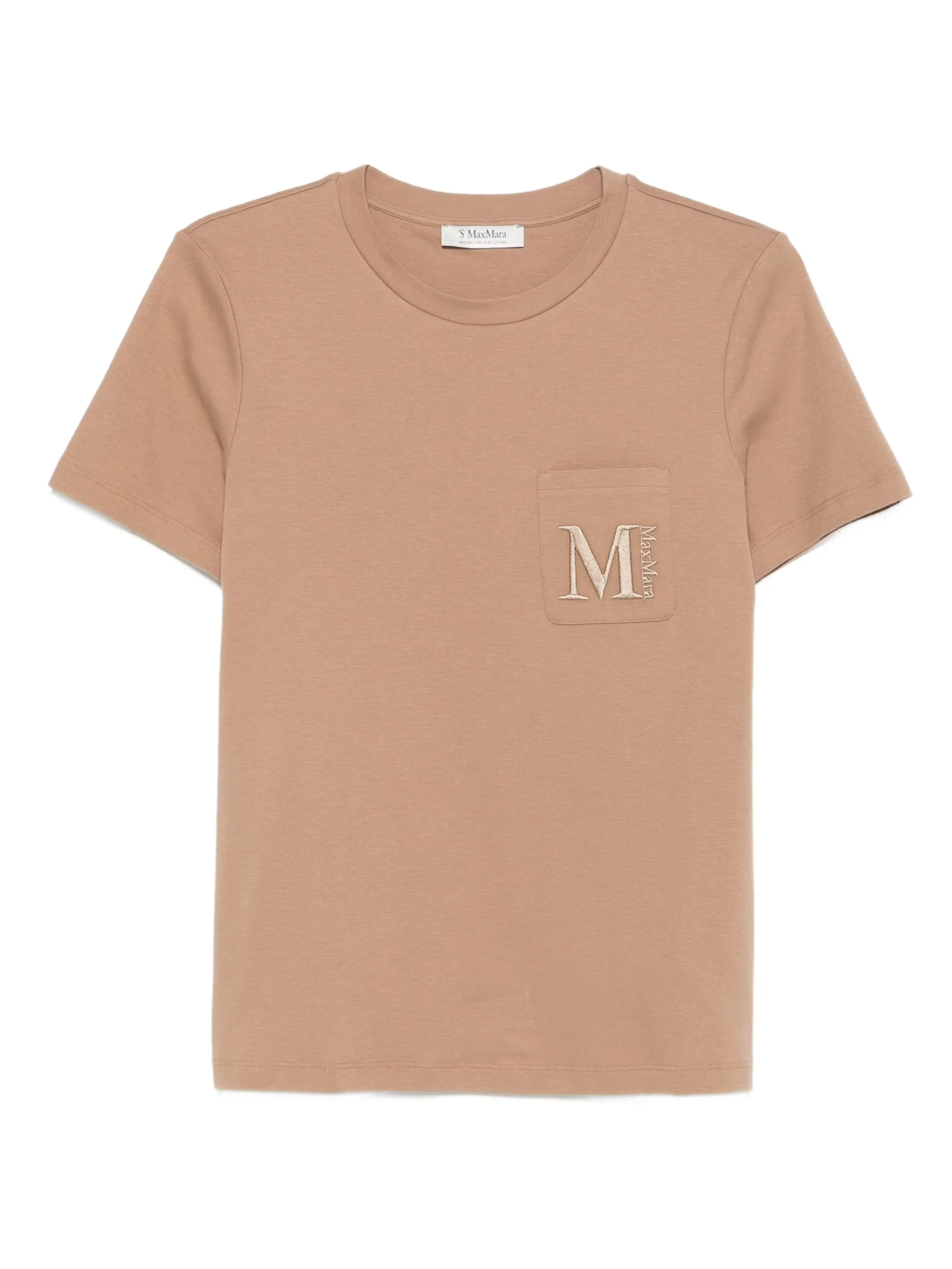 

Футболка с карманом и вышитым логотипом Max Mara, коричневый