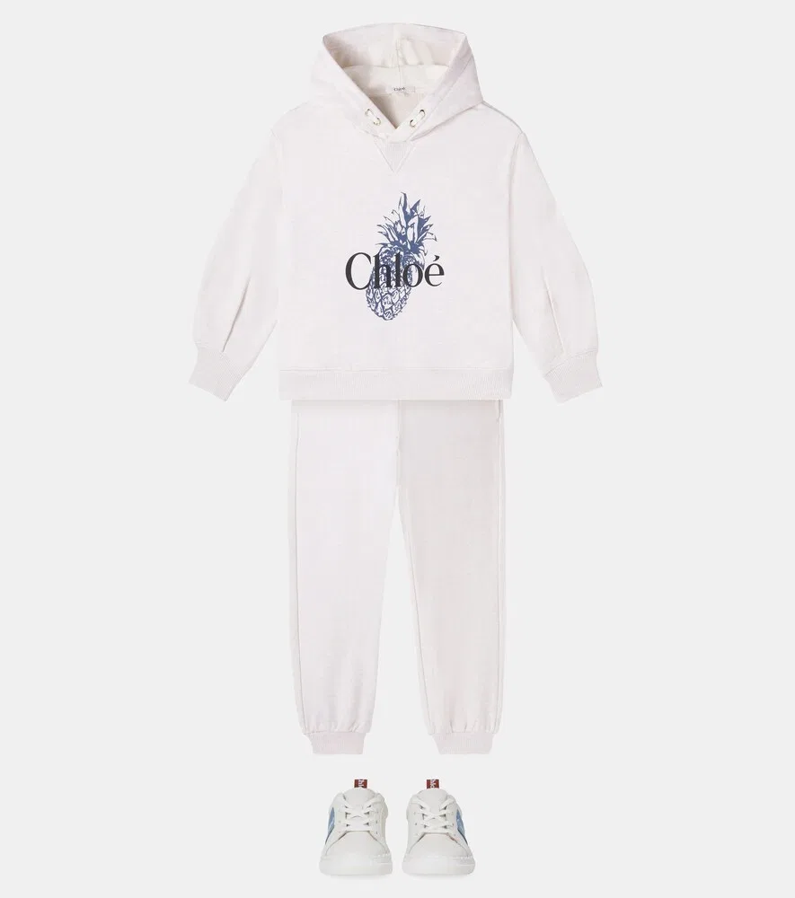 Спортивные штаны из хлопкового флиса Chloé Kids, бежевый — фото 2